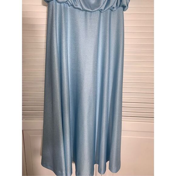 Vintage 70’s Powder Blue Chiffon Dress Small USA - Picture 4 of 14